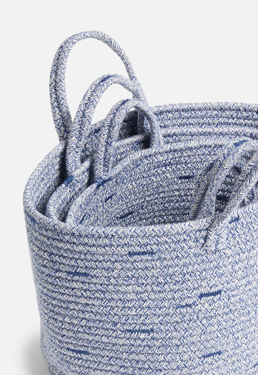 Sixth Floor - Cotton rope basket set of 3 - blue