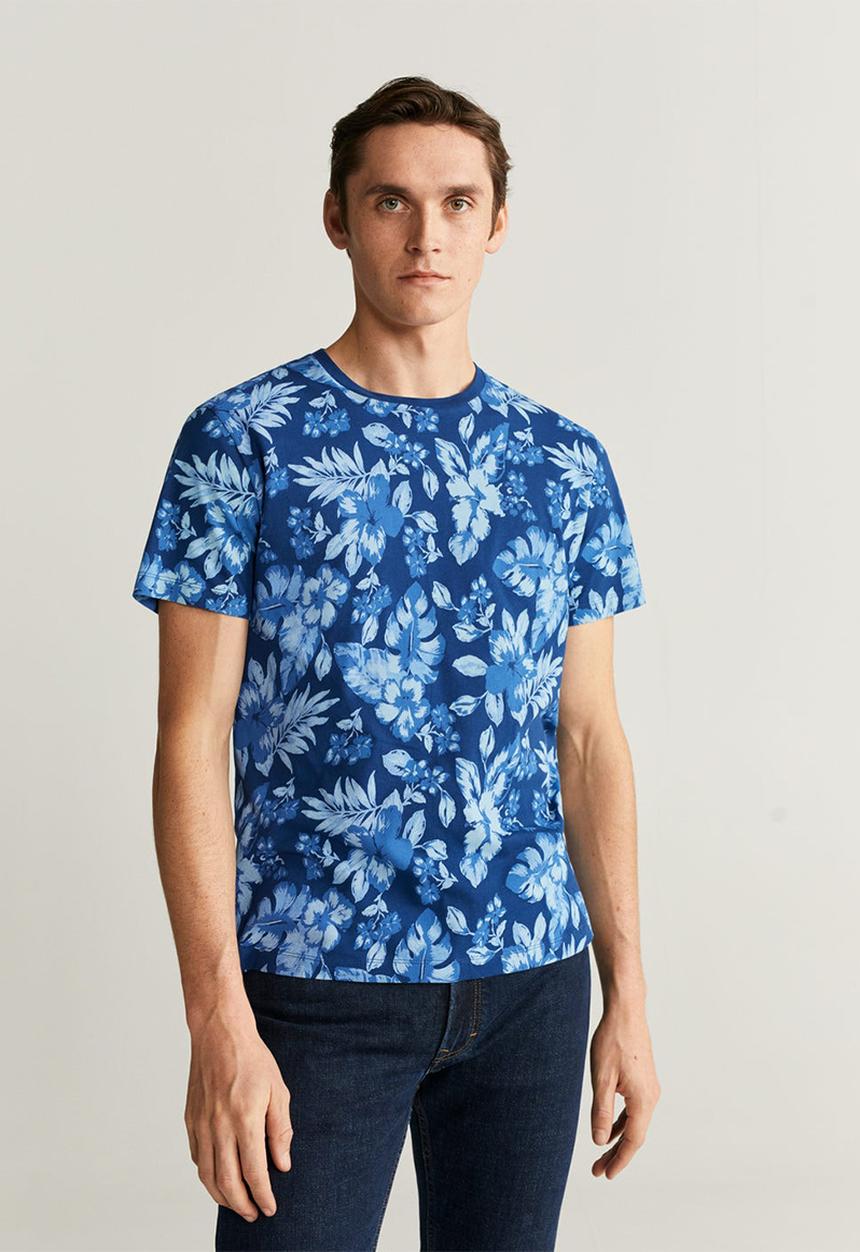 MANGO - Flower T-shirt - blue
