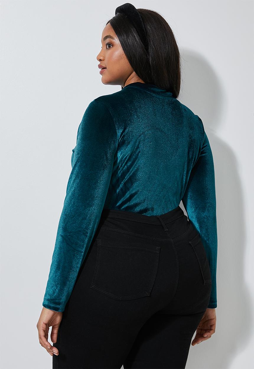Superbalist - Velour funnel neck bodysuit(plus) - teal