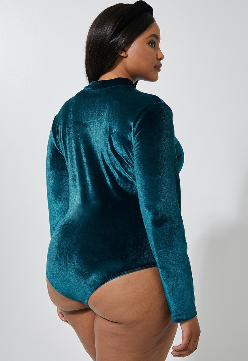 Superbalist - Velour funnel neck bodysuit(plus) - teal