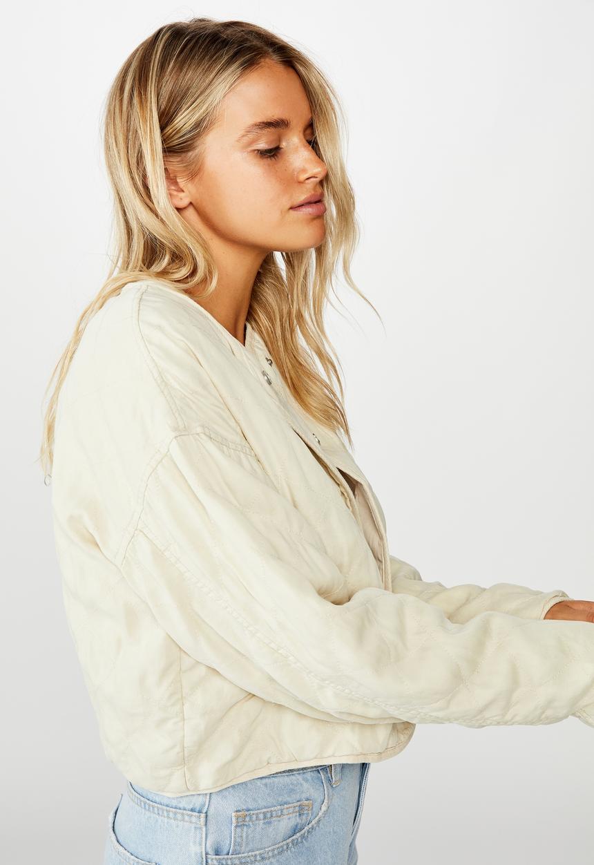 Cotton On - Cropped quilted bomber - moonbeam