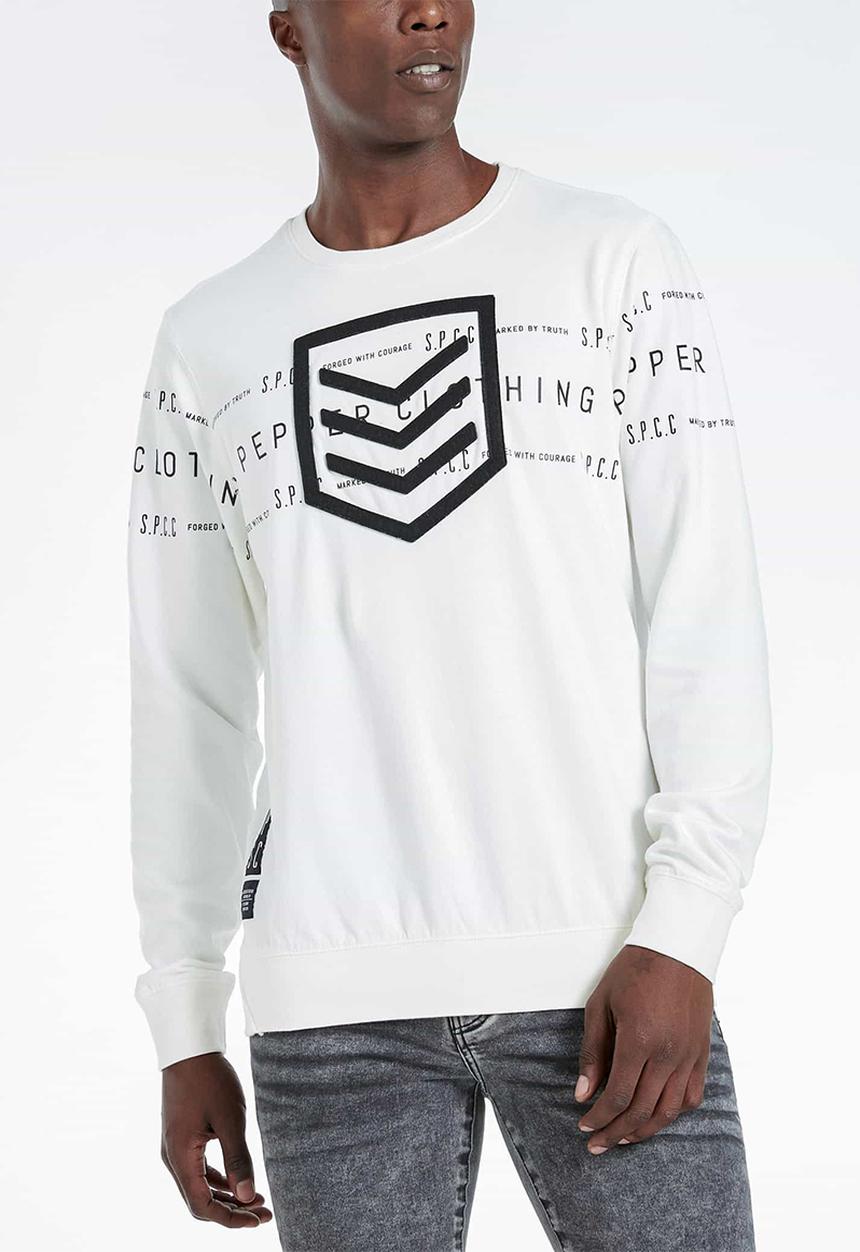 S.P.C.C - Duke applique crew neck sweat - white 