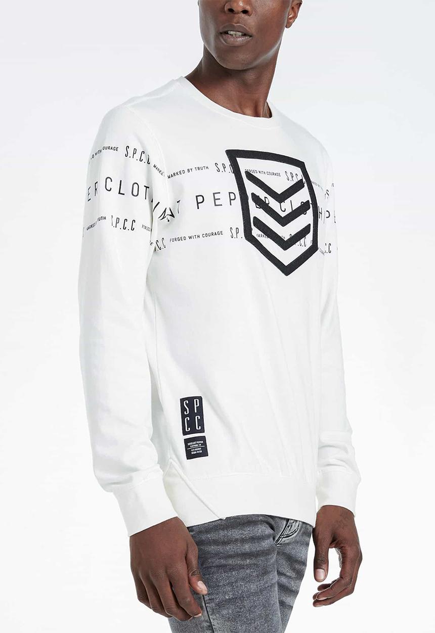 S.P.C.C - Duke applique crew neck sweat - white 
