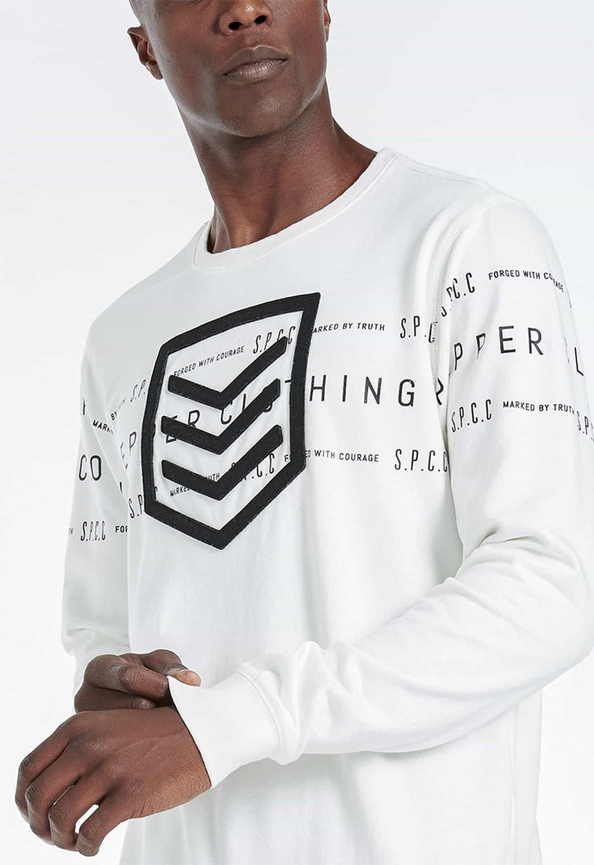S.P.C.C - Duke applique crew neck sweat - white 