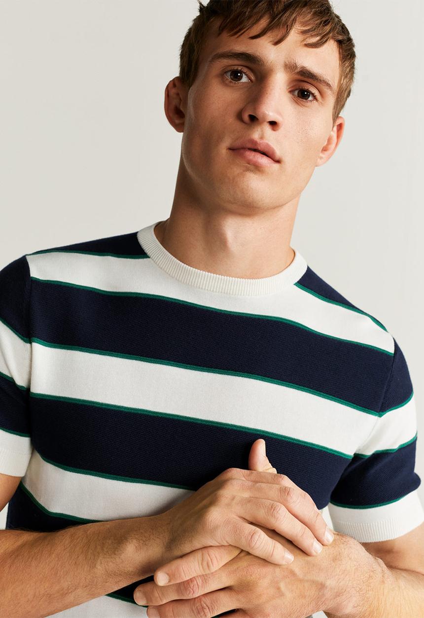 MANGO - Pasta sweater  - navy & white