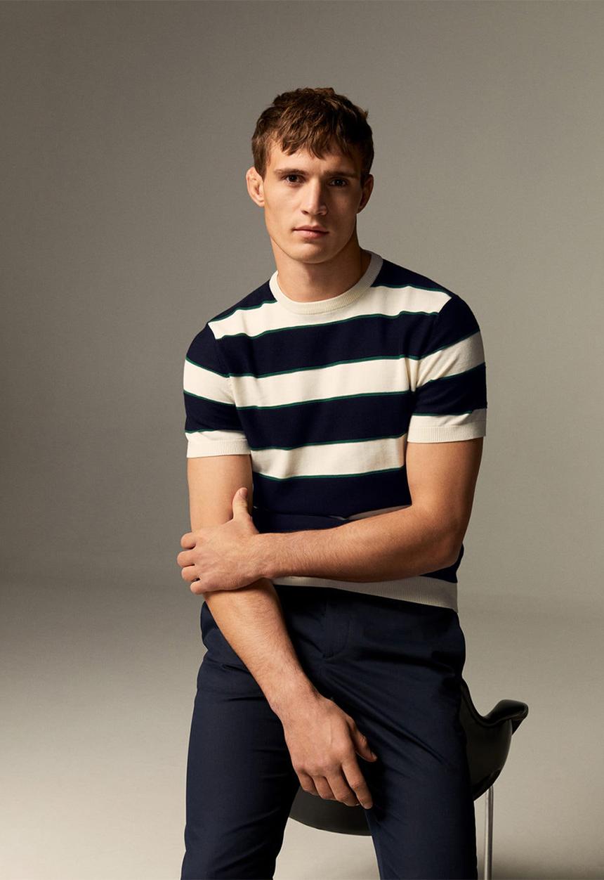 MANGO - Pasta sweater  - navy & white