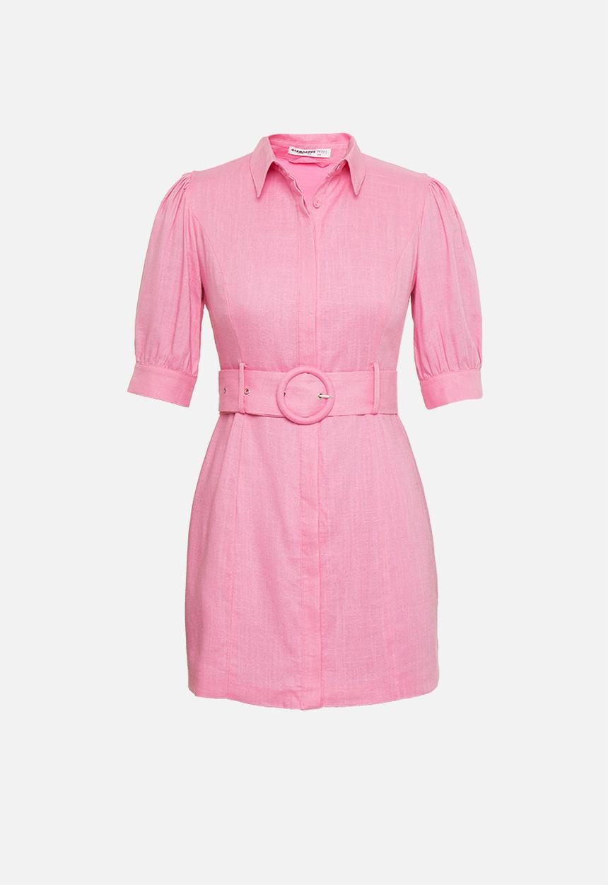 Glamorous - Petite belted mini shirt dress - pink
