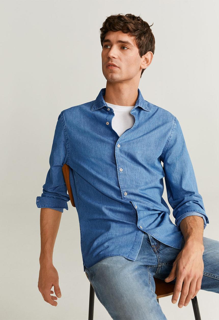 MANGO - Chambre shirt - open blue