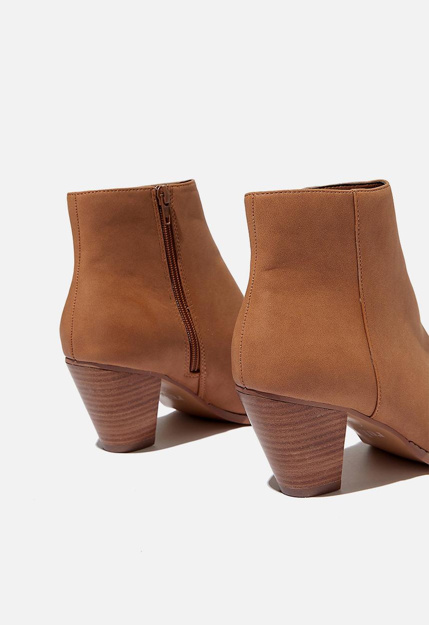 Cotton On - Isabelle heeled ankle boot - tan nubuck