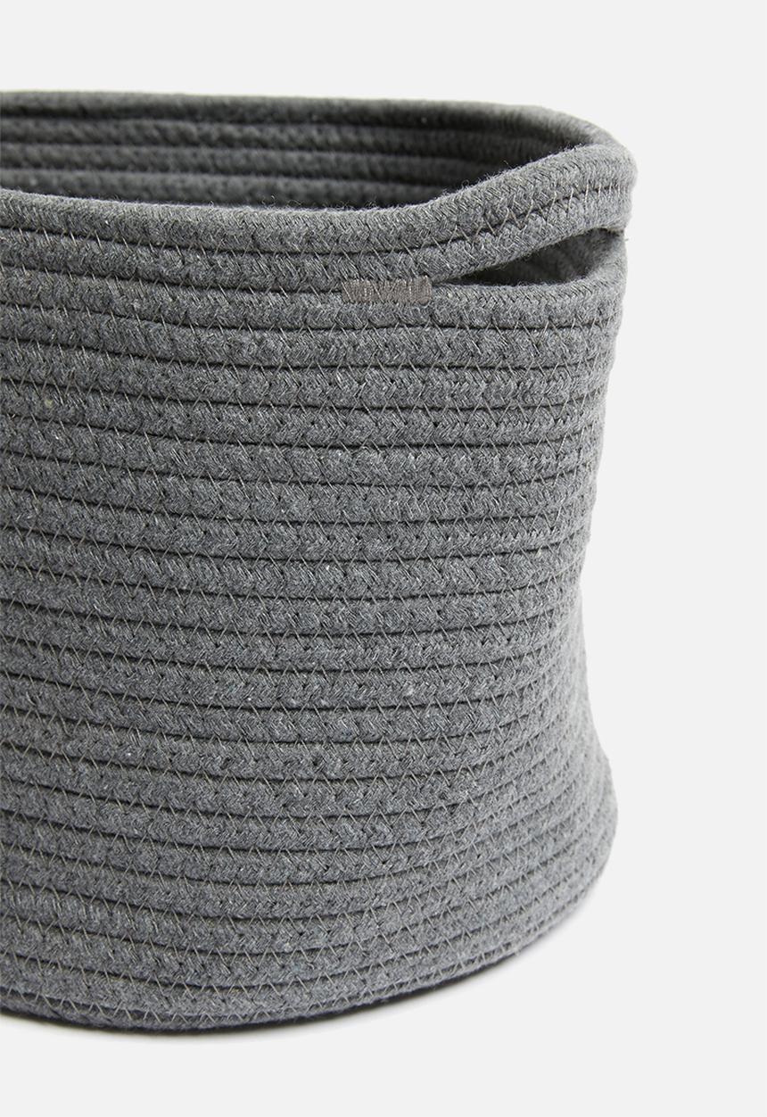 Sixth Floor - Large braided basket - charcoal 