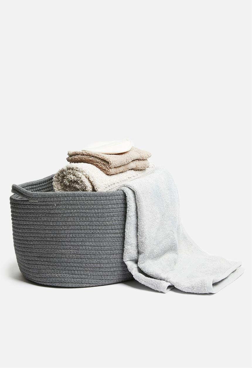Sixth Floor - Large braided basket - charcoal 