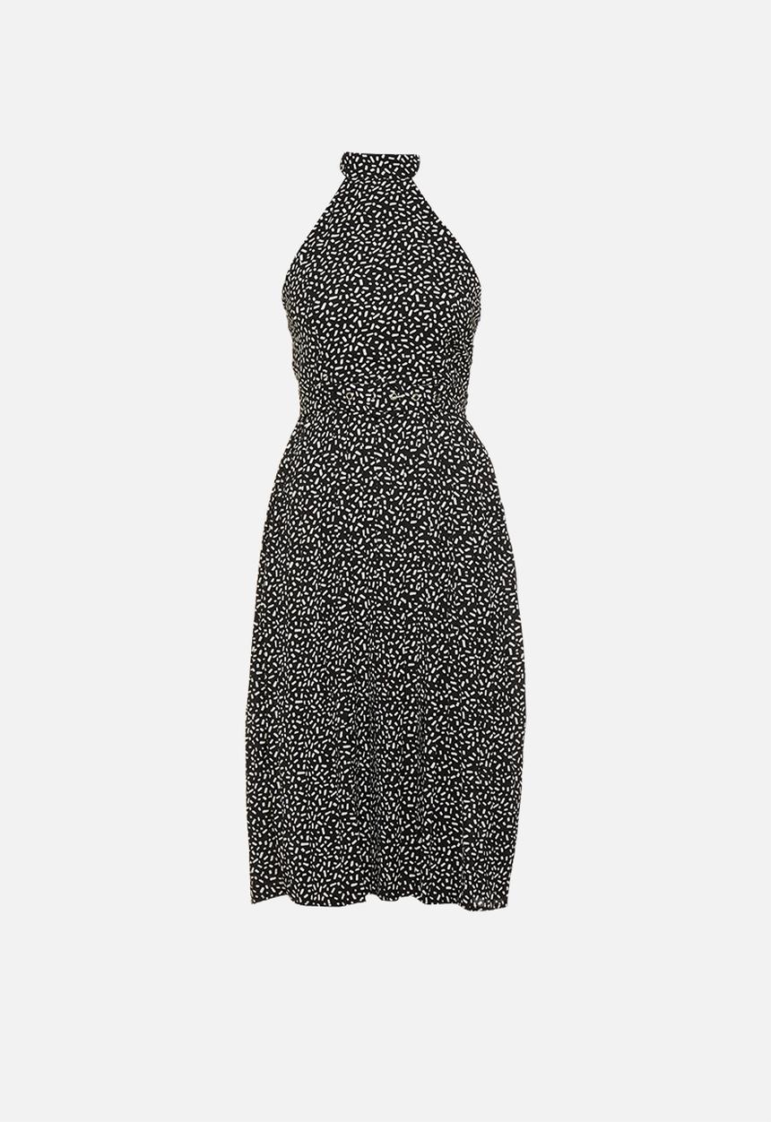 Glamorous - Petite geo print halter neck midi - black & white
