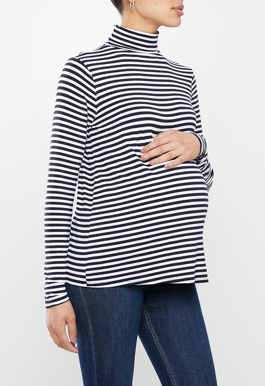 Superbalist - maternity LS turtle neck top - navy stripe