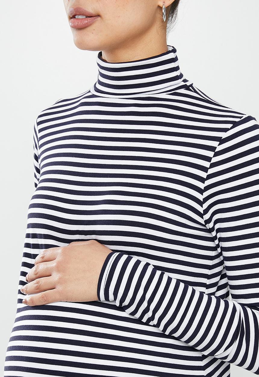 Superbalist - maternity LS turtle neck top - navy stripe