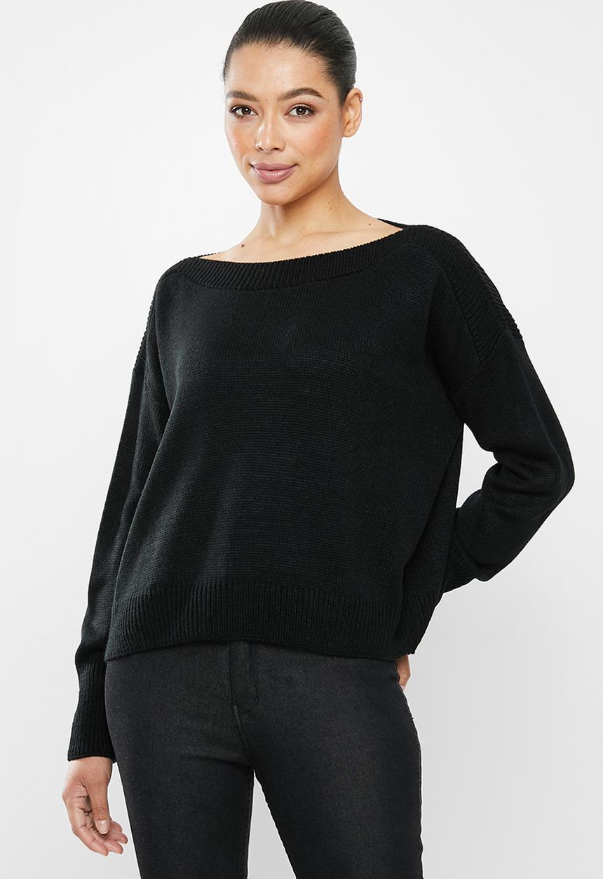edit - Slashneck jumper - black