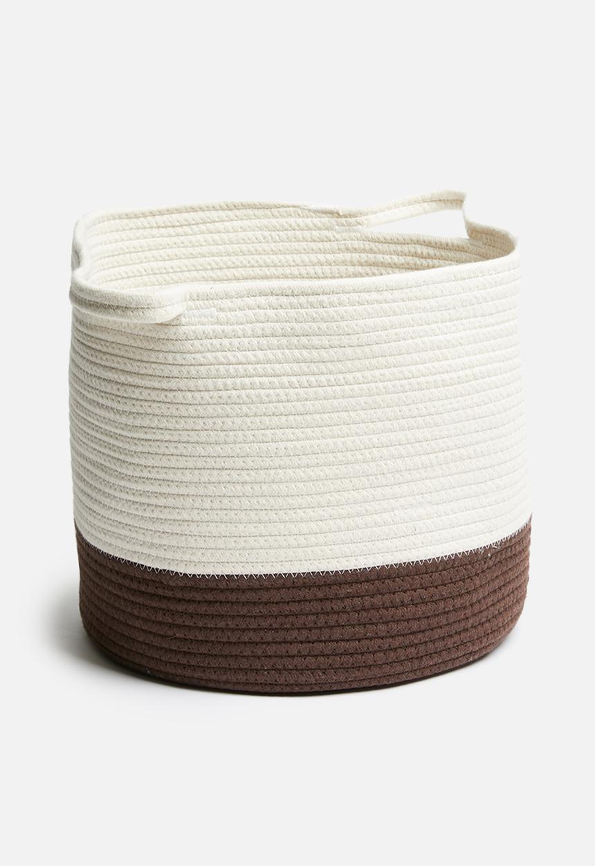 Sixth Floor - Cotton rope basket - white & rust brown 