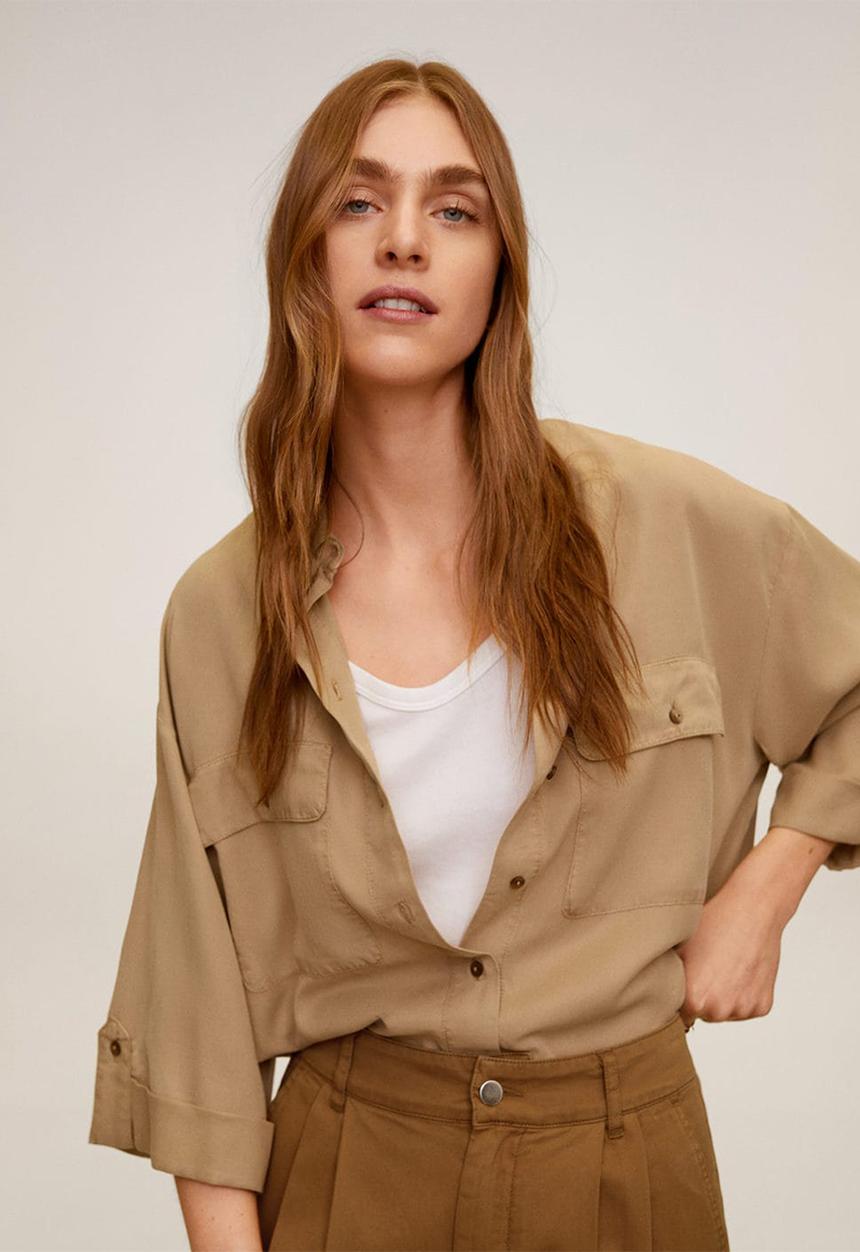 MANGO - Relexed trousers - brown