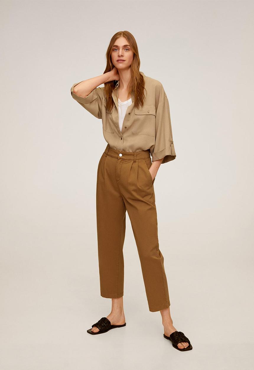 MANGO - Relexed trousers - brown
