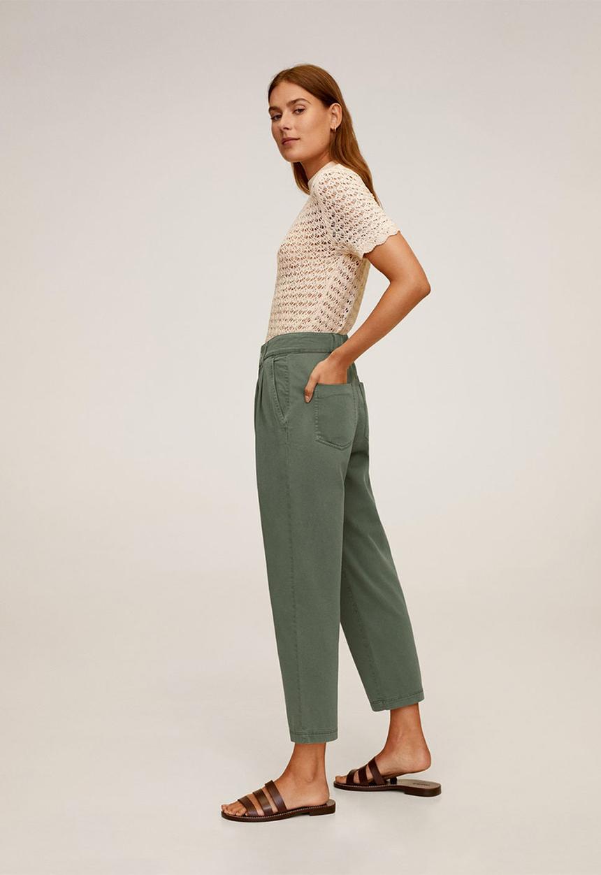 MANGO - Relexed trousers - green
