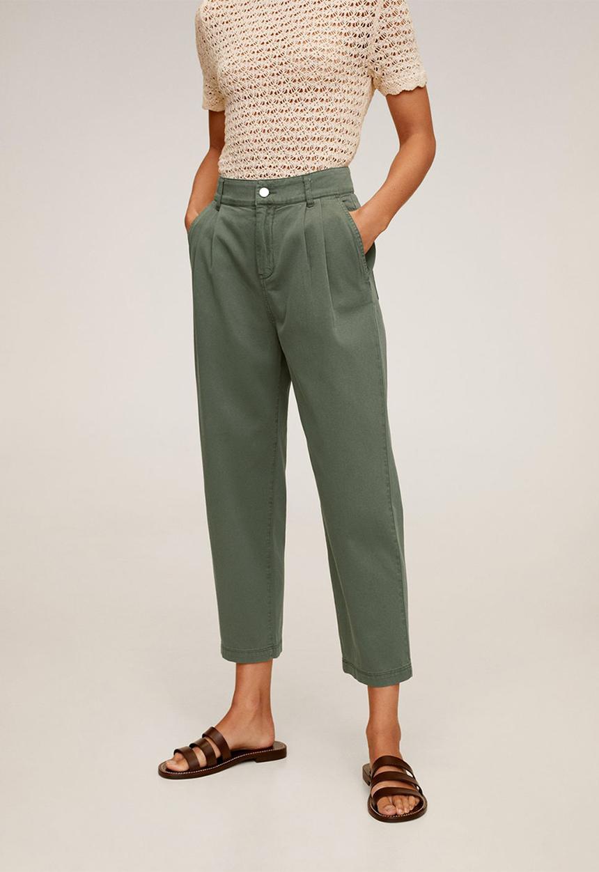 MANGO - Relexed trousers - green