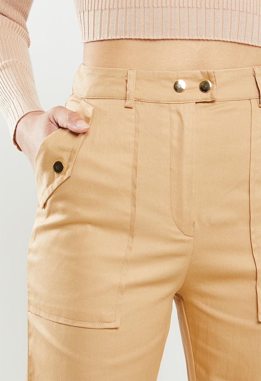 Missguided - Clean twill oversized pocket detail cargo trouser - camel
