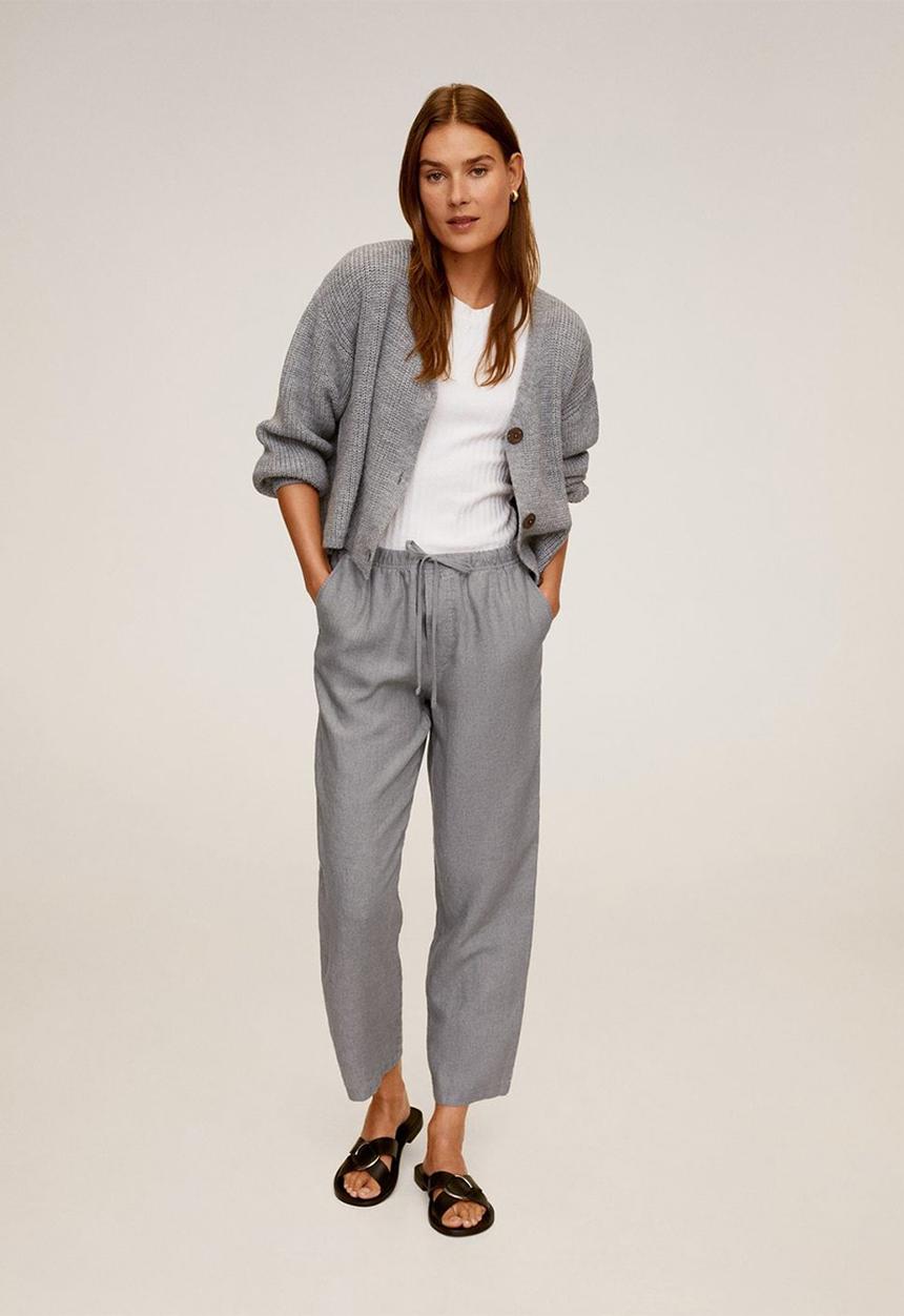 MANGO - Trousers linen - grey