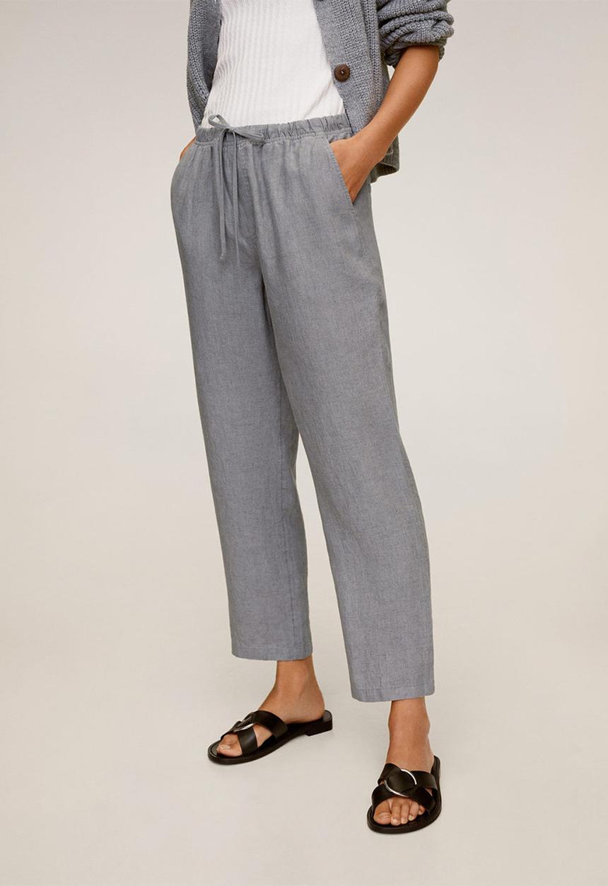 MANGO - Trousers linen - grey