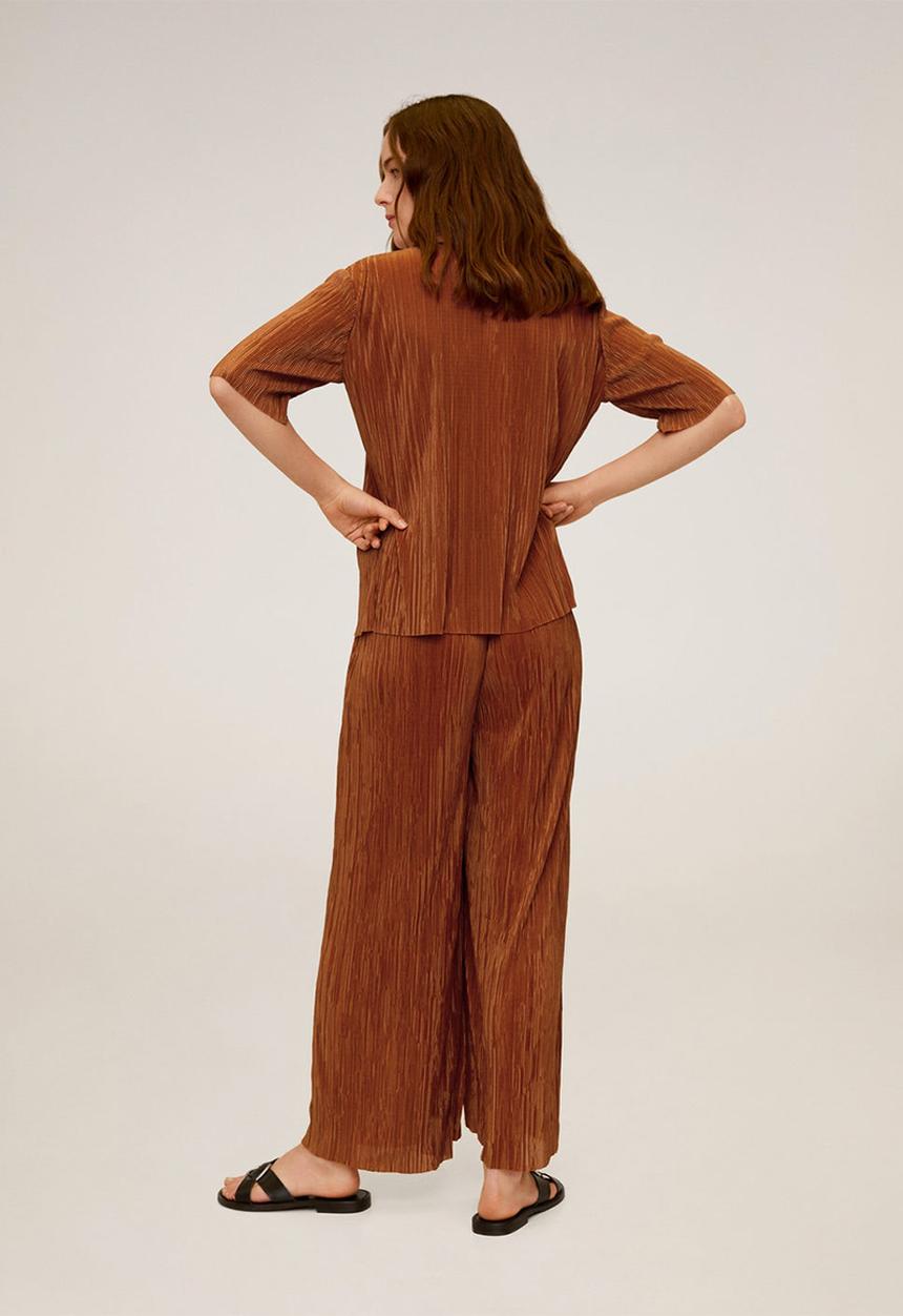 MANGO - Trousers pleated culotte trousers - brown