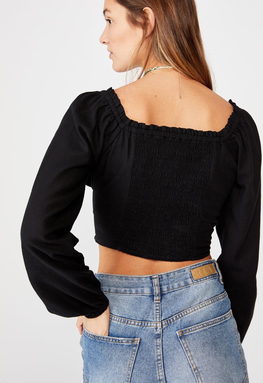Cotton On - Romantic long sleeve blouse - black