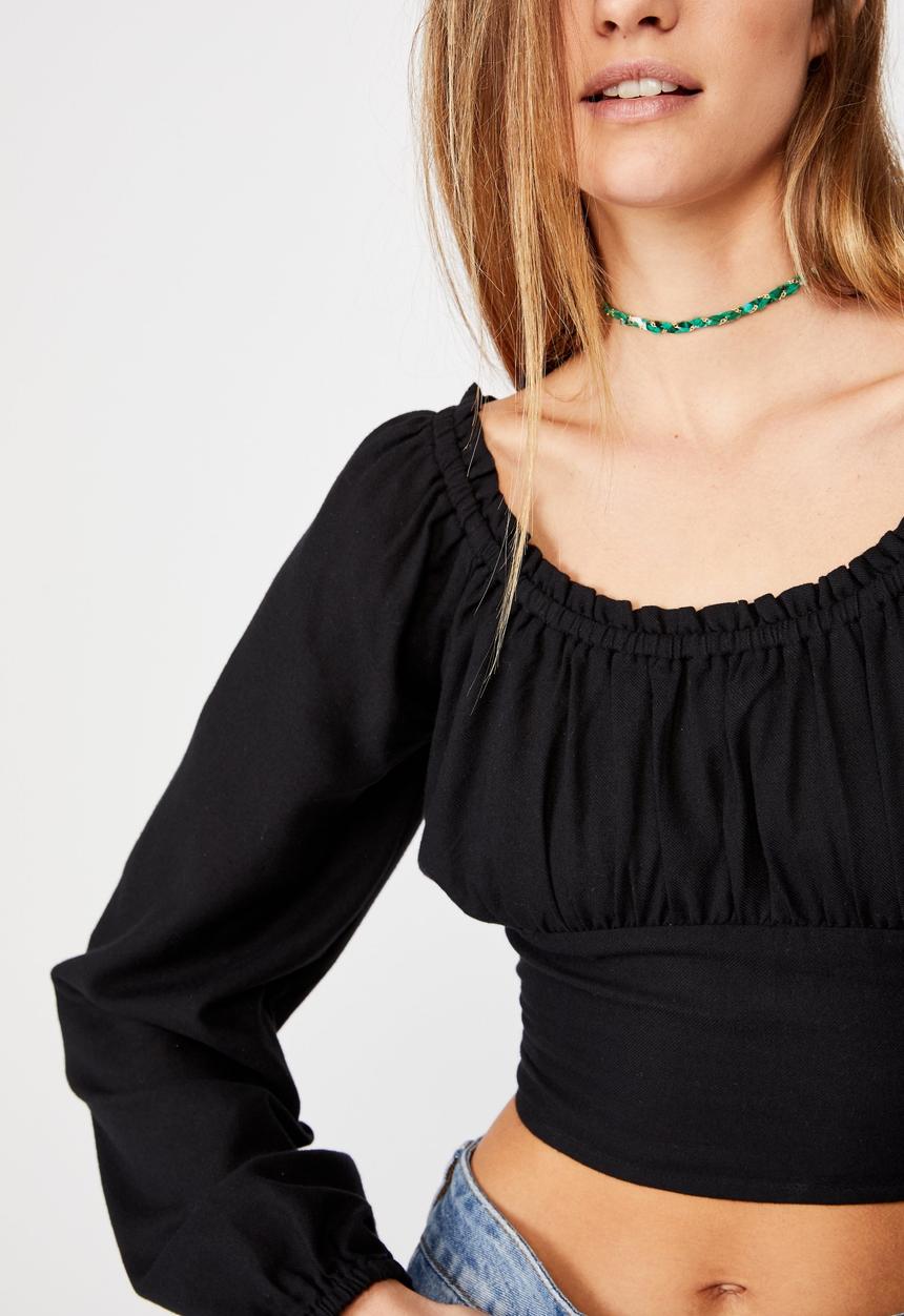 Cotton On - Romantic long sleeve blouse - black