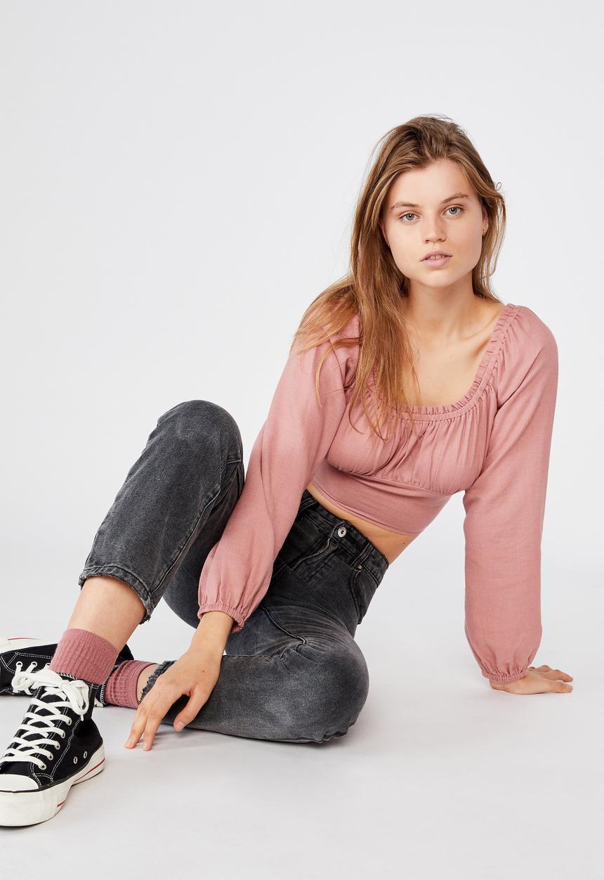 Cotton On - Romantic long sleeve blouse  - canyon clay