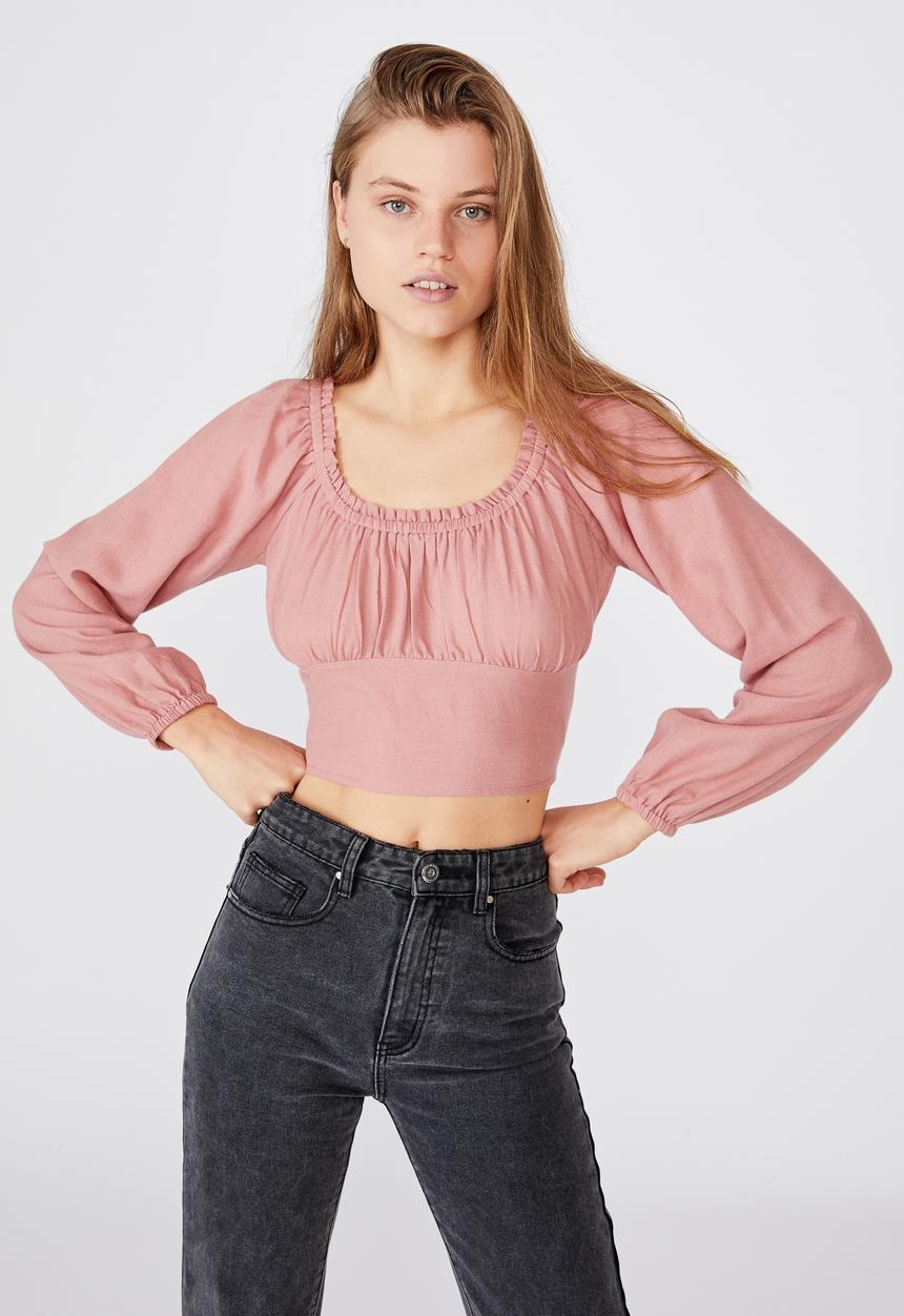 Cotton On - Romantic long sleeve blouse  - canyon clay
