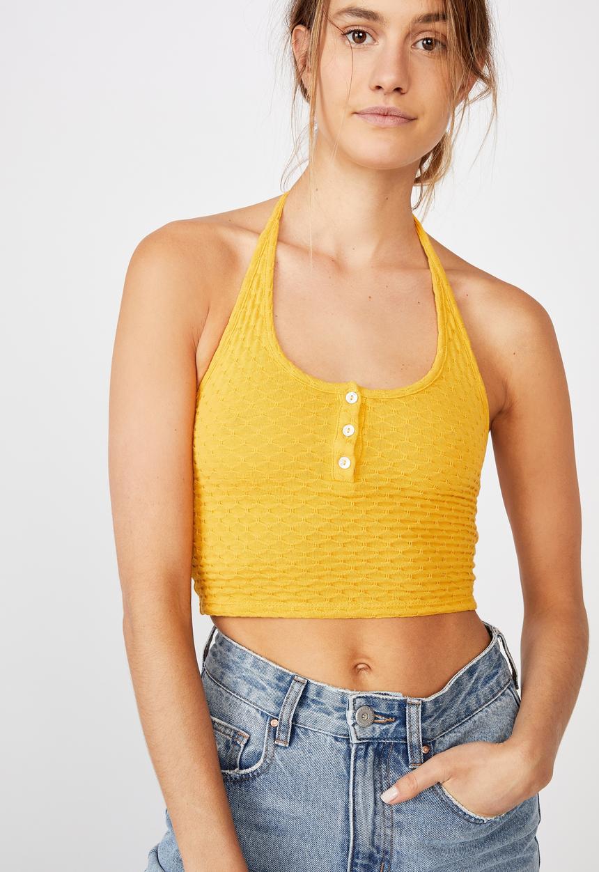 Cotton On - Penn halter tank - mango jacquard