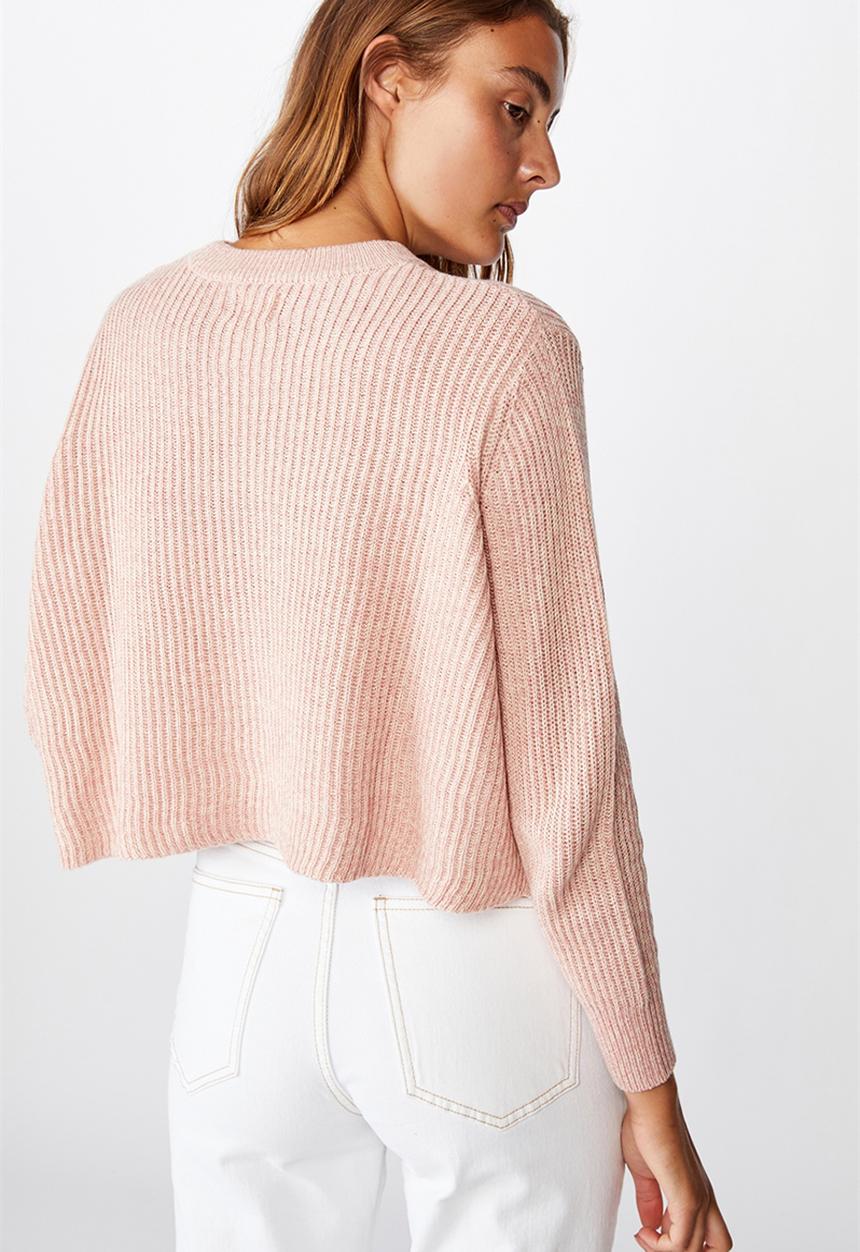 Cotton On - Archy cropped pullover bodal rose - tapioca twist