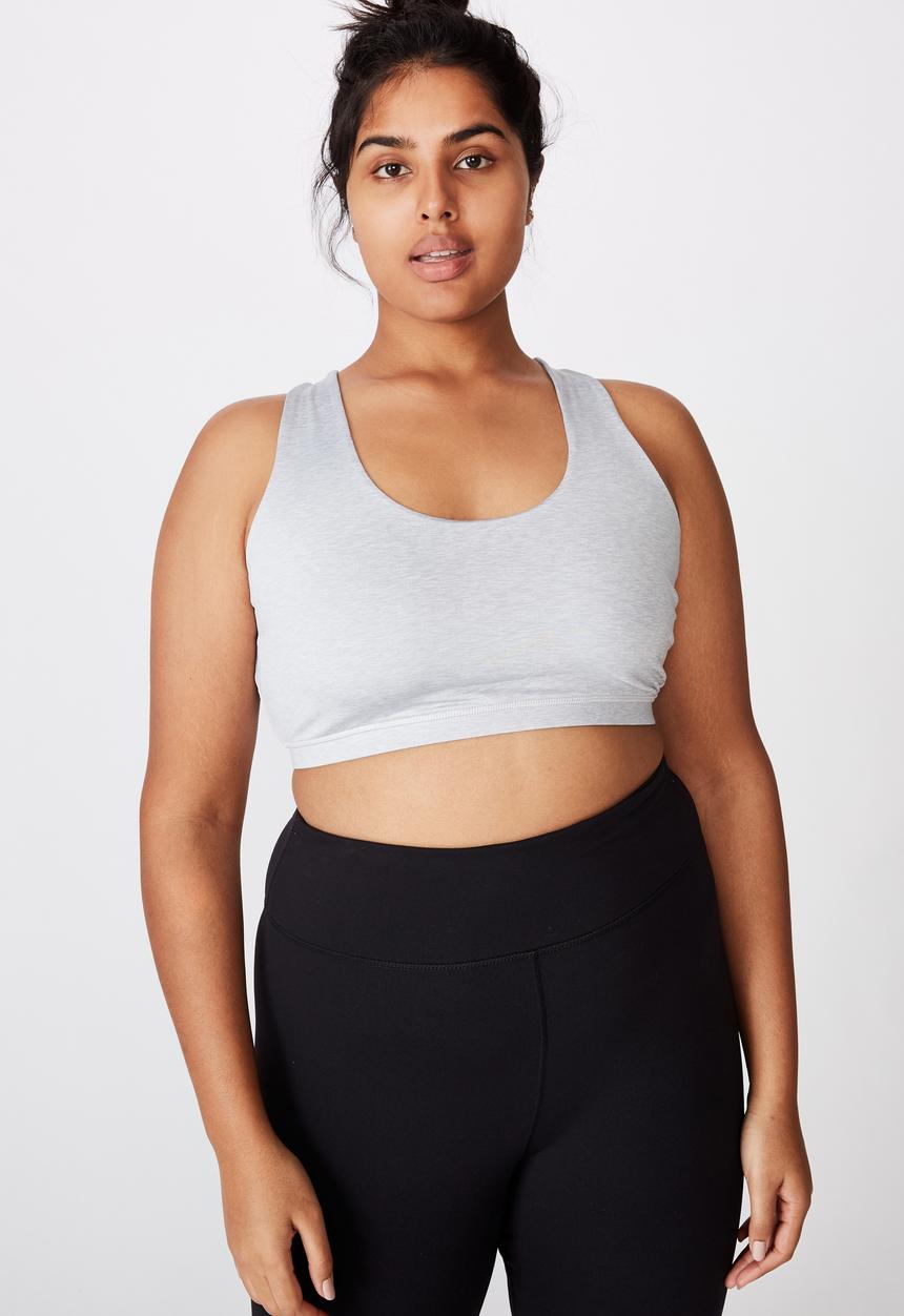 Cotton On - Curve strappy sports crop - grey