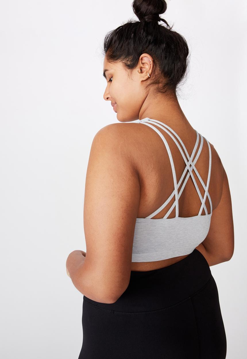 Cotton On - Curve strappy sports crop - grey