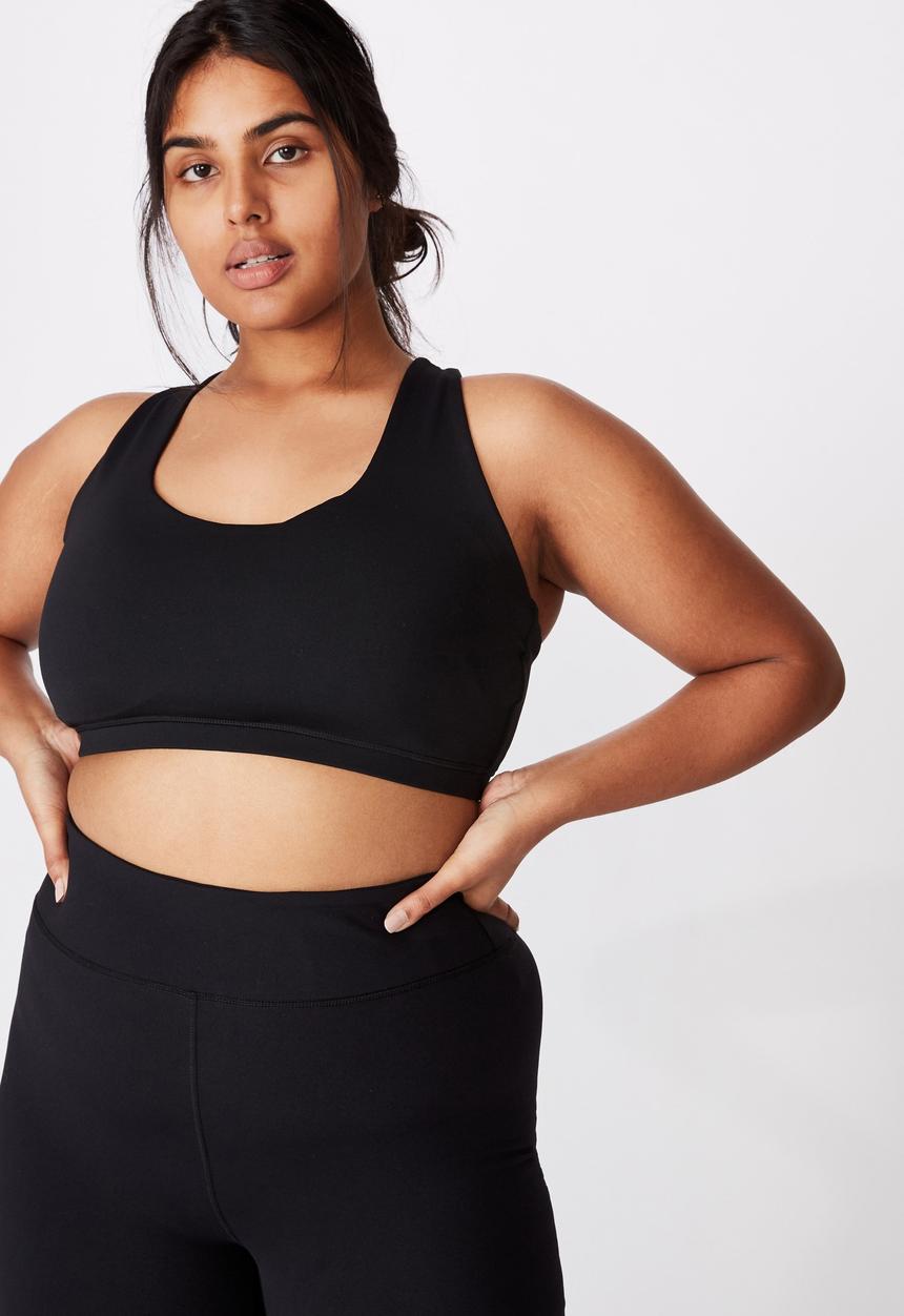 Cotton On - Curve strappy sports crop - black