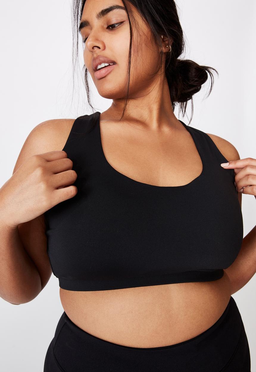 Cotton On - Curve strappy sports crop - black