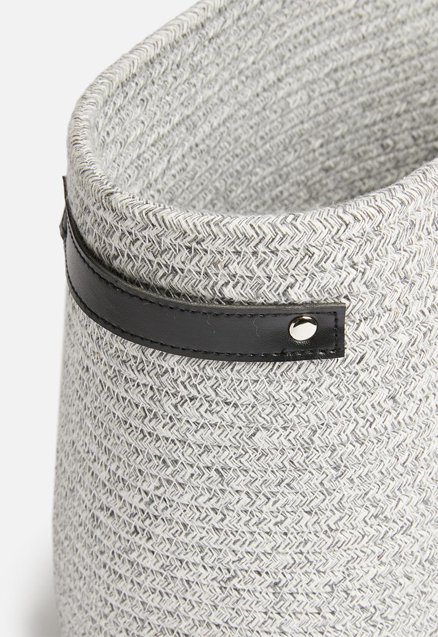 Sixth Floor - Cotton rope storage basket with pu handles - grey 