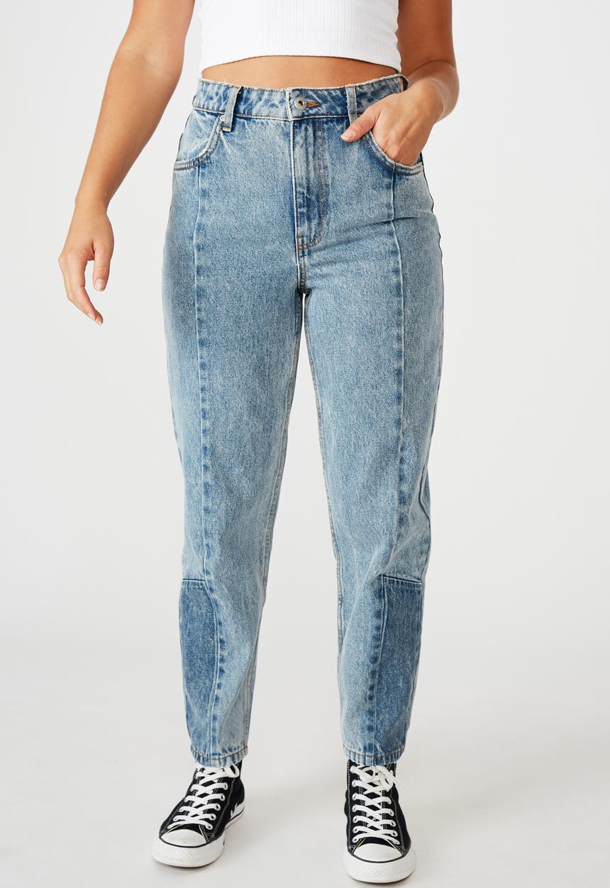Factorie - Panelled slouchy jean - mid blue acid