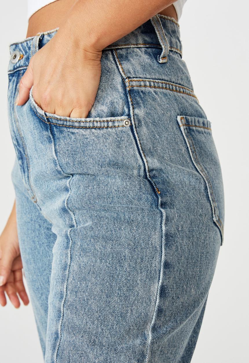 Factorie - Panelled slouchy jean - mid blue acid