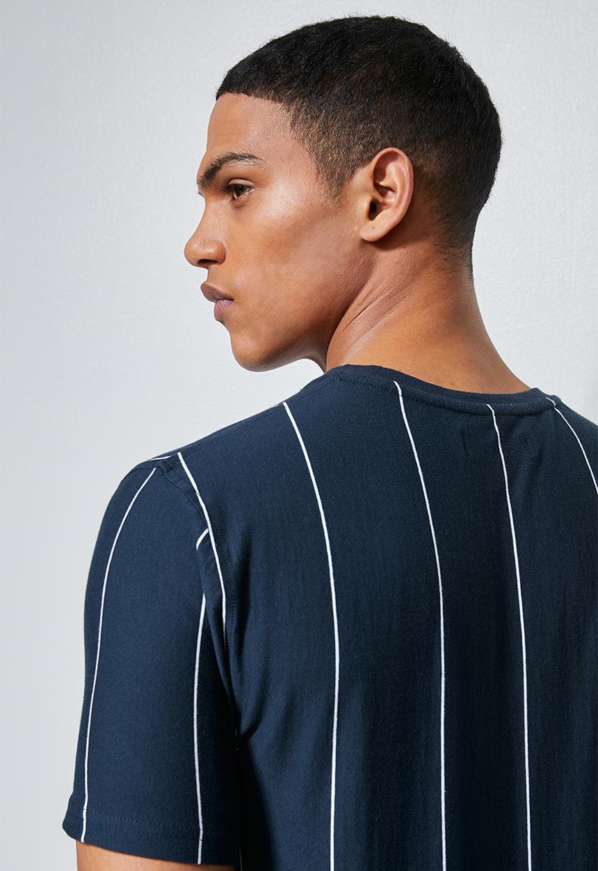 Superbalist - Nate vertical stripe tee - navy & white 