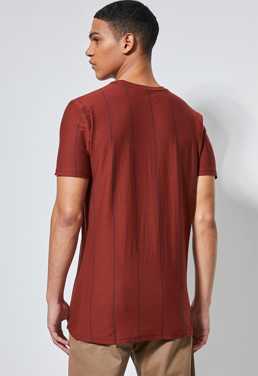Superbalist - Nate vertical stripe tee - burgundy & navy