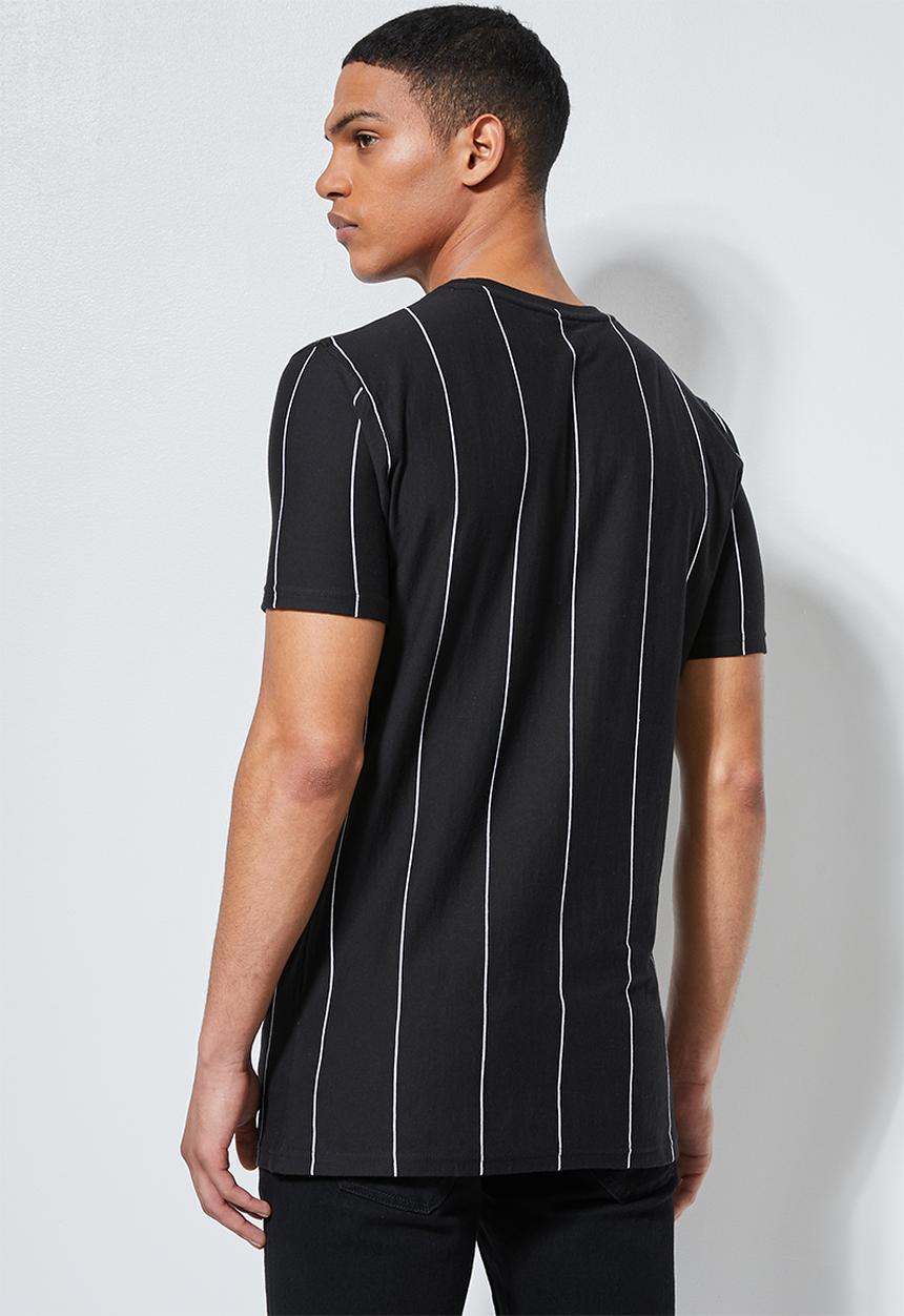 Superbalist - Nate vertical stripe tee - black & white 