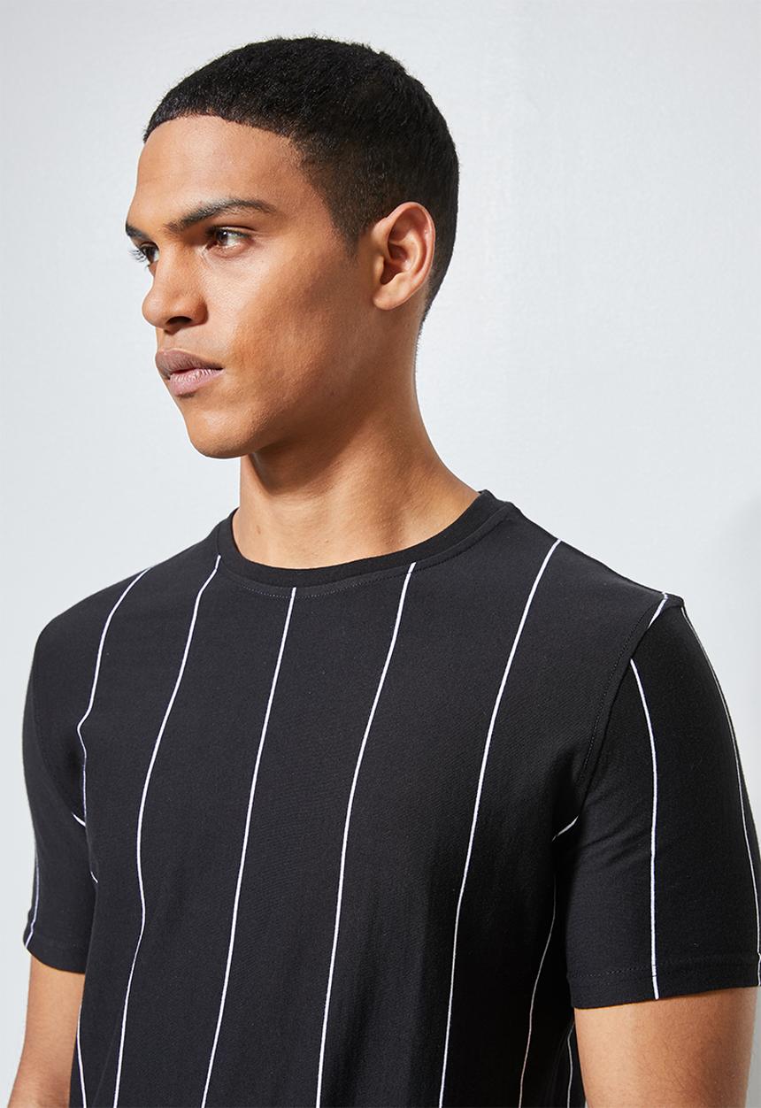 Superbalist - Nate vertical stripe tee - black & white 