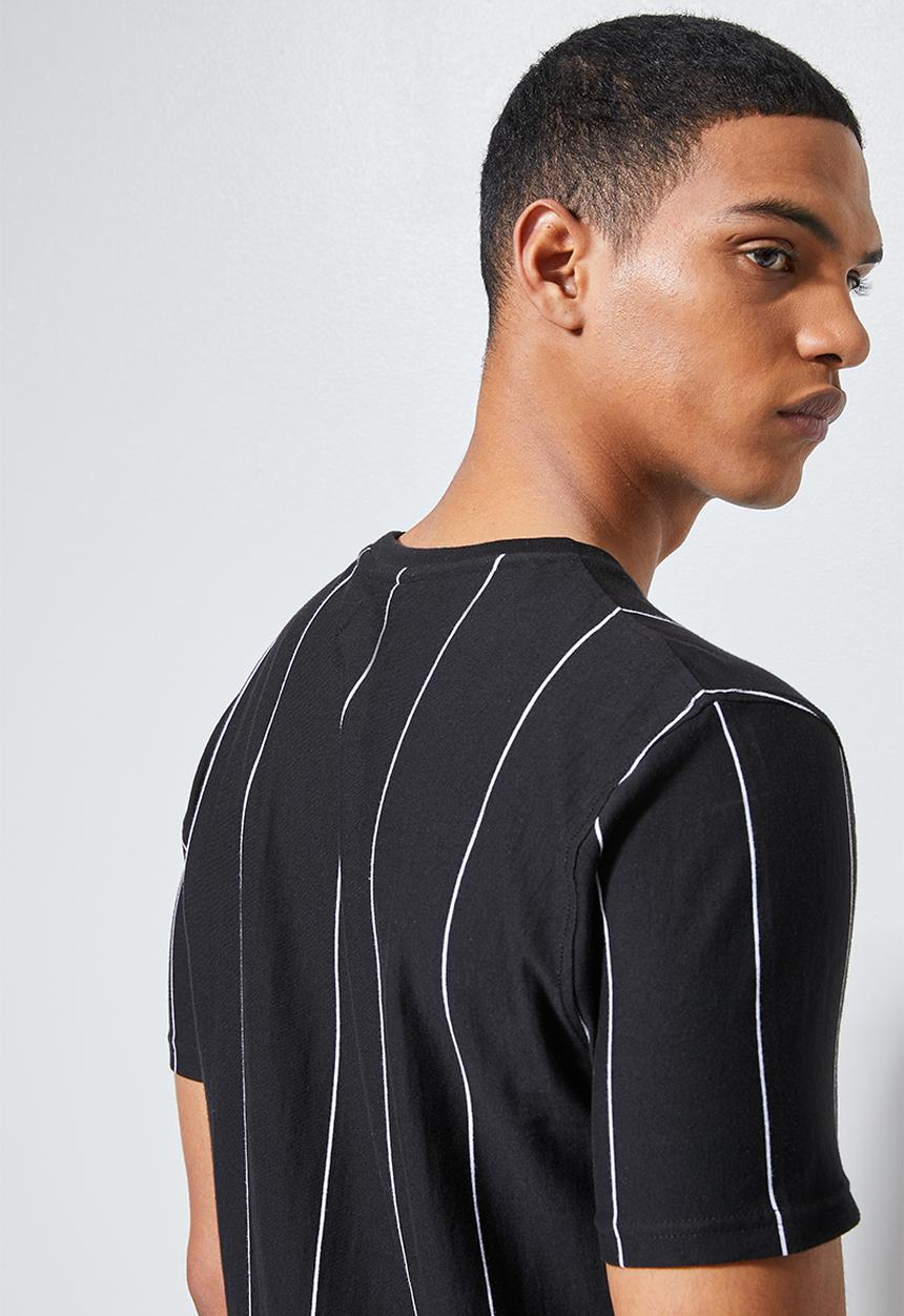 Superbalist - Nate vertical stripe tee - black & white 
