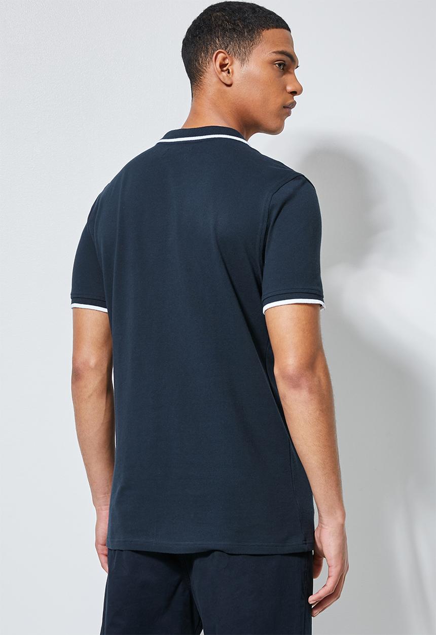 Superbalist - Luka slim pique tipped golfer - navy