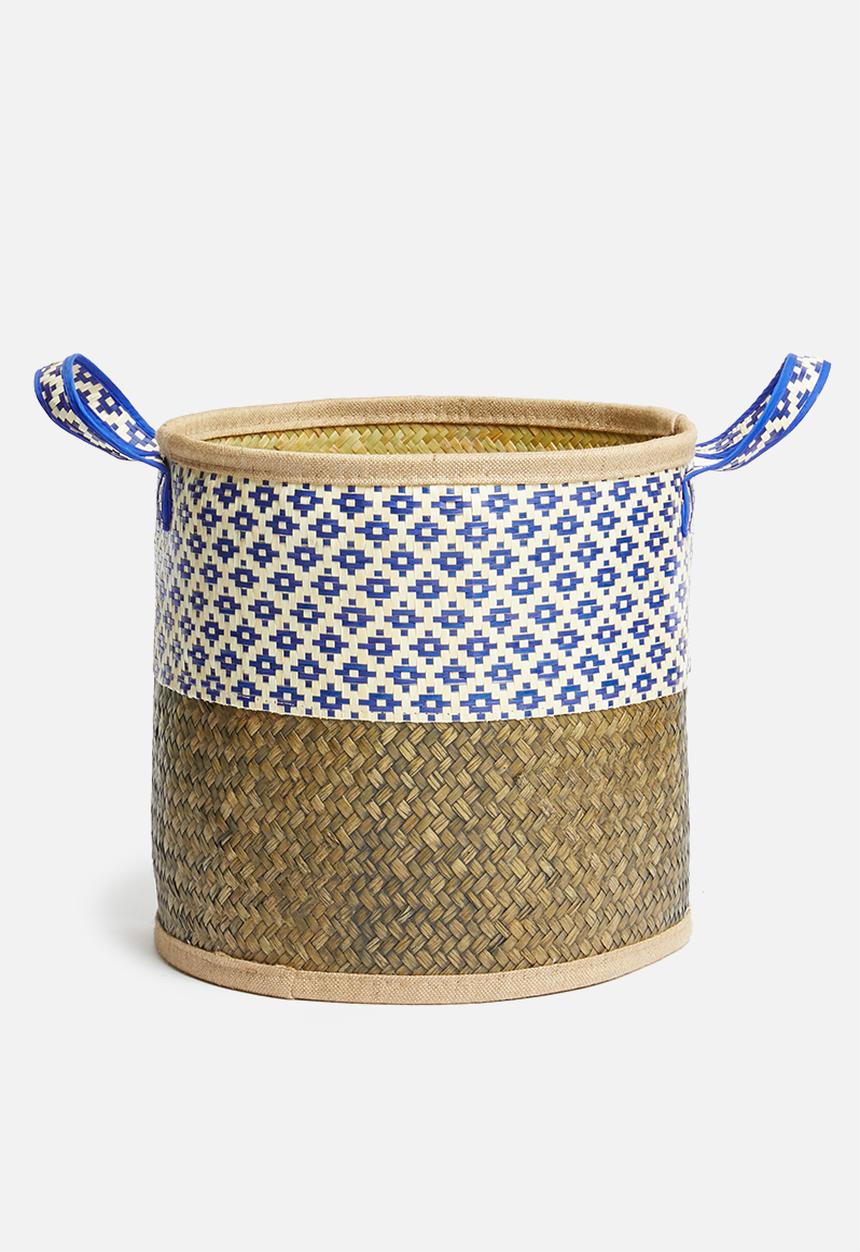 Sixth Floor - Zola woven basket - black & blue