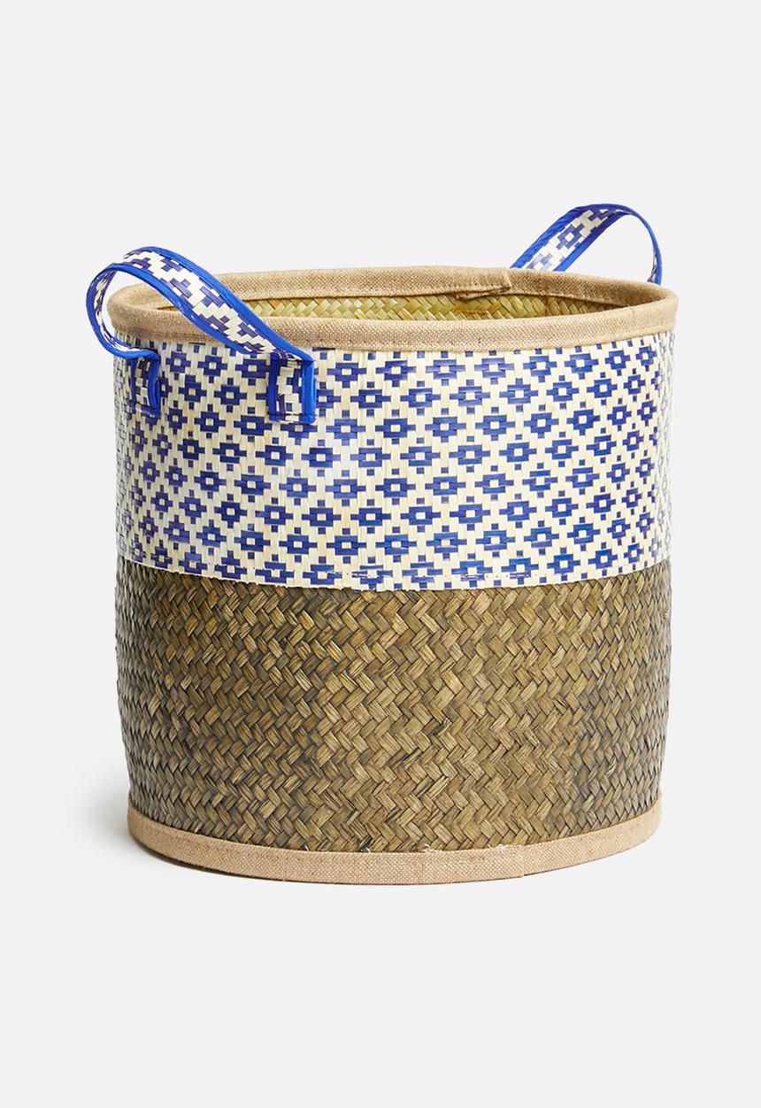 Sixth Floor - Zola woven basket - black & blue