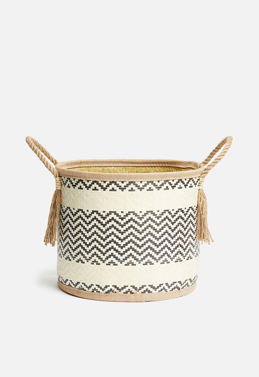 Sixth Floor - Ren woven basket - black & white